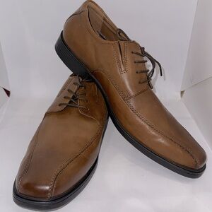 Clarks Tilden Walk Dark Tan Leather Dress Shoes Men's S13W NWOB